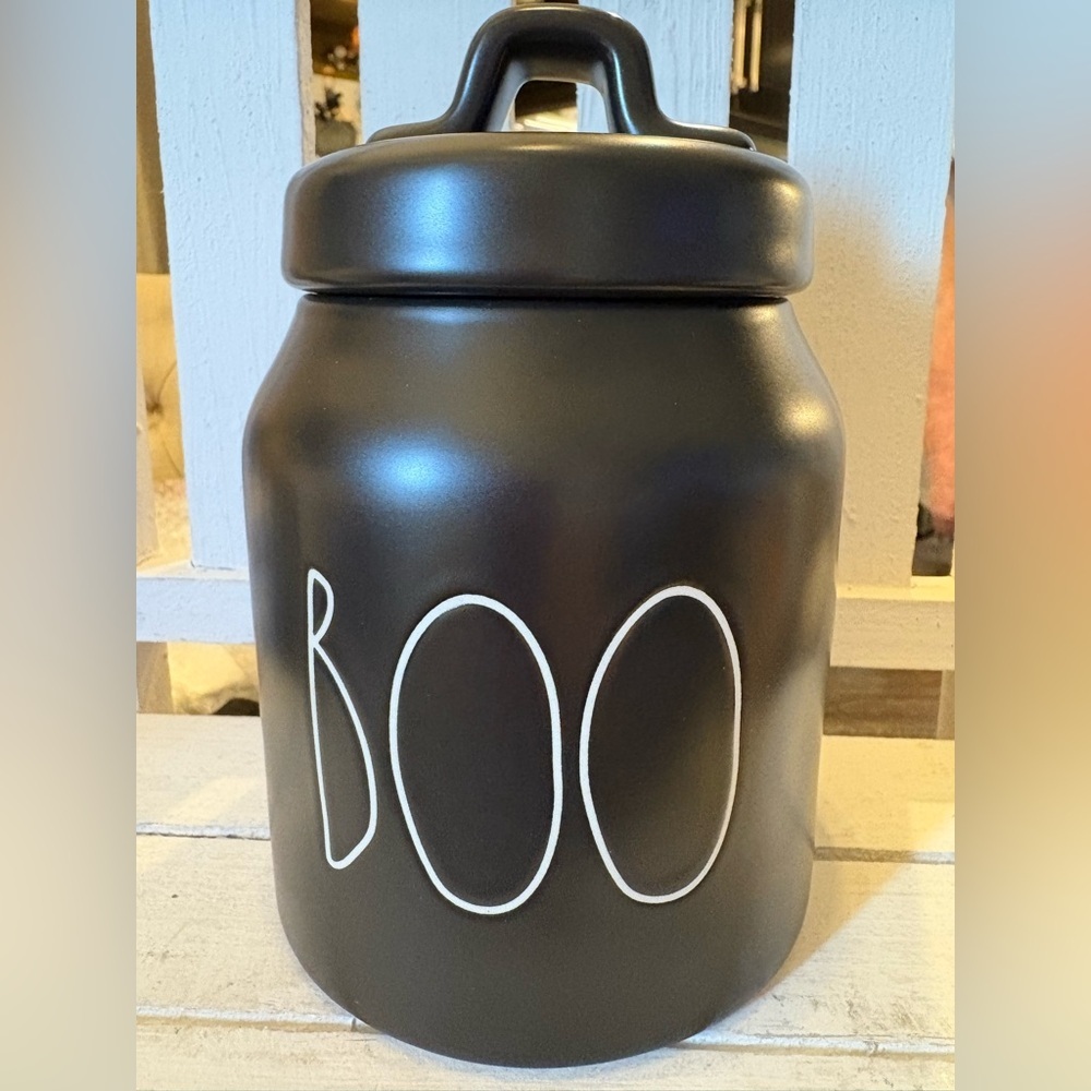 Rae Dunn Black Ceramic Halloween Canister